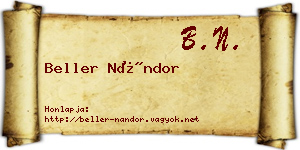 Beller Nándor névjegykártya