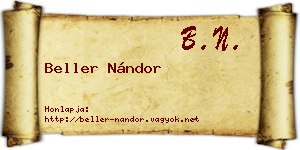 Beller Nándor névjegykártya
